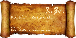 Kollár Zsigmond névjegykártya